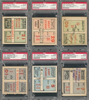 1902-1913 Yale Bulldogs Ticket Stub Collection Lot Of 6 (PSA)